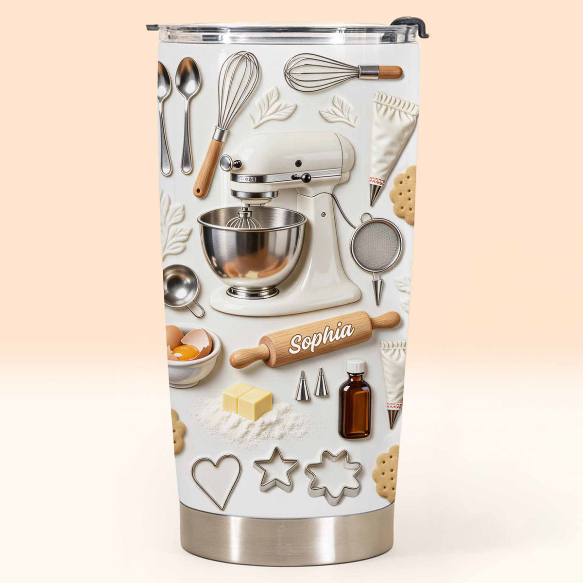 Personalized Baking-Themed Tumbler With Custom Name