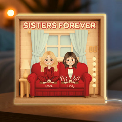 Besties Forever Personalized Acrylic Light Box - Custom Gift for Best Friends, Sisters