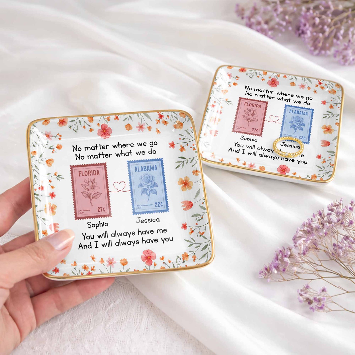 Jewelry Dish material and size view - Long Distance Friendship Jewelry Dish