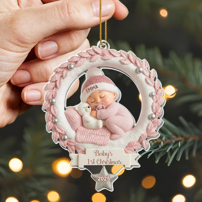 Baby's 1st Christmas, Baby And Wreath Ornament