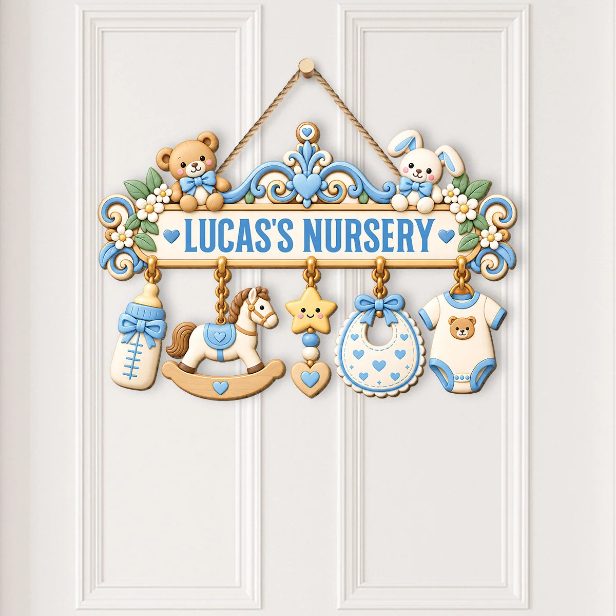 Personalized Nursery Wood Sign - Custom Baby Name Plaque for Newborn Nursery Decor