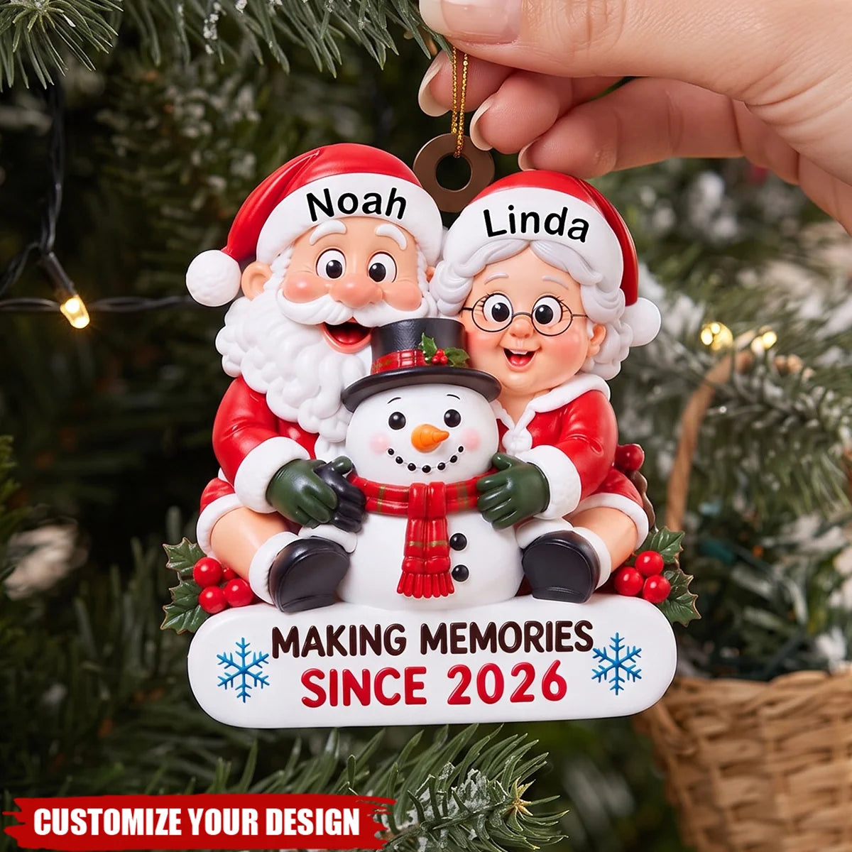 Making Memories Personalized Couple Christmas Wooden Ornament - Holiday Keepsake for Husband Wife