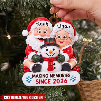 Making Memories Personalized Couple Christmas Wooden Ornament - Holiday Keepsake for Husband Wife