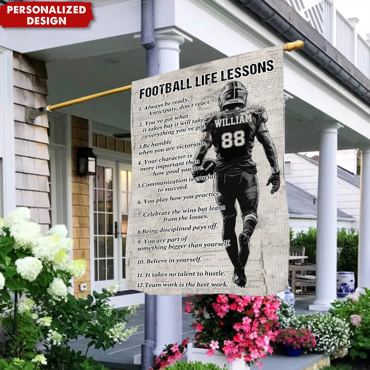 Custom Football Garden Flag personalization view for Dad