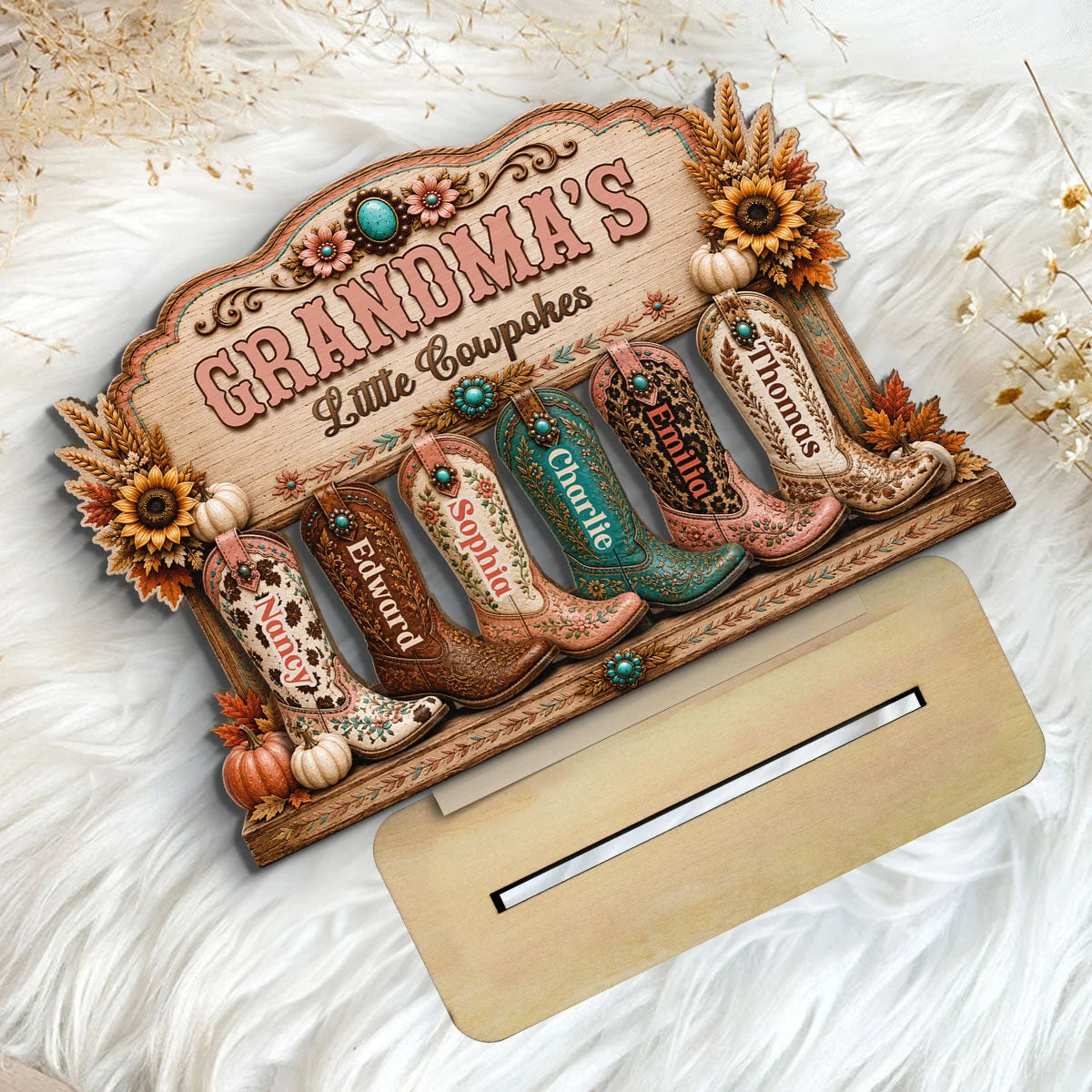 Grandma's Little Cowpokes - Personalized Grandma Wooden Plaque with Custom Names