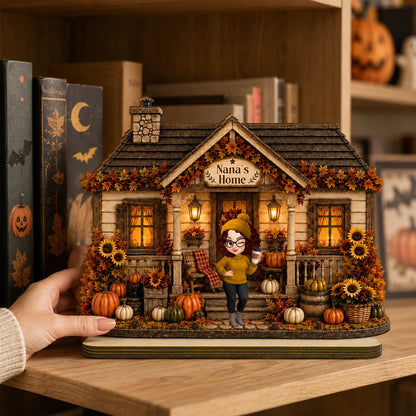 Nana's Home Custom Harvest Wood Plaque - Personalized Pumpkin Fall Table Decor & Thanksgiving Gift for Grandma