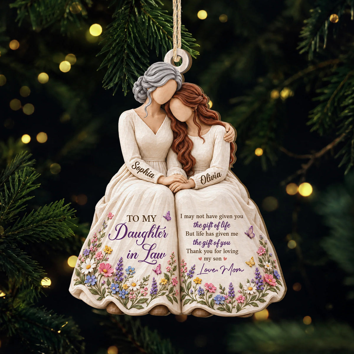 "Thank You For Loving My Son" Personalized Wooden Ornament - Custom Christmas Keepsake Gift for Daughter-in-Law