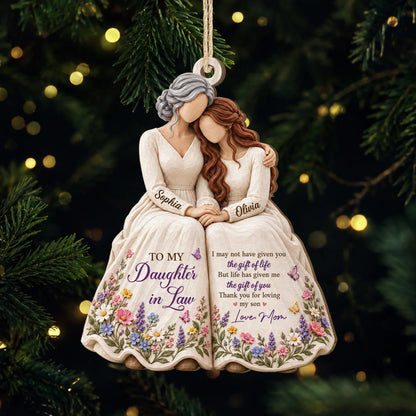 "Thank You For Loving My Son" Personalized Wooden Ornament - Custom Christmas Keepsake Gift for Daughter-in-Law