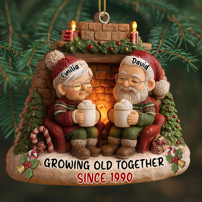 Growing Old Together Personalized Wood Ornament - Couples Christmas Holiday Gift