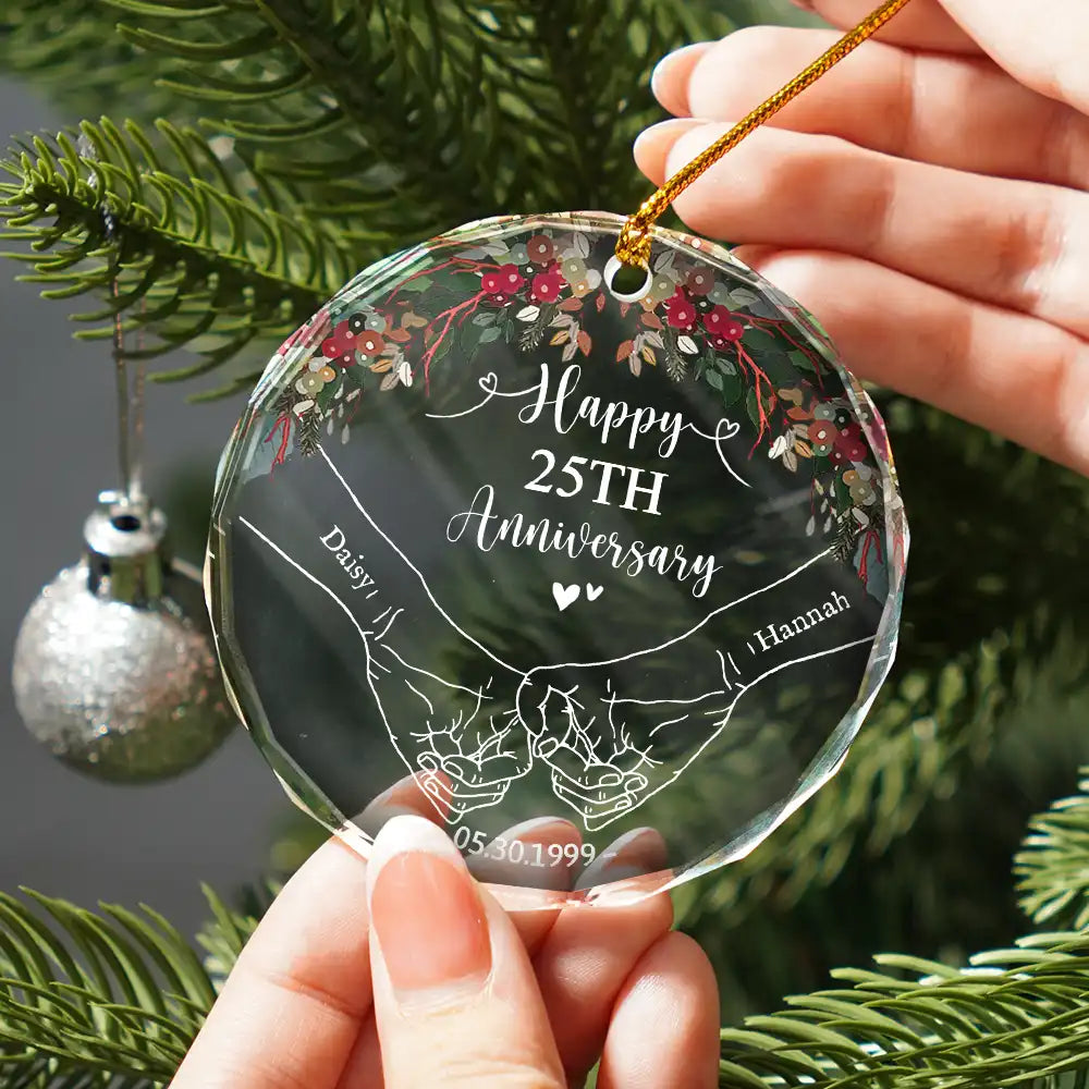 Celebrating Years Married Personalized Glass Ornament - Custom Anniversary Gift for Couples