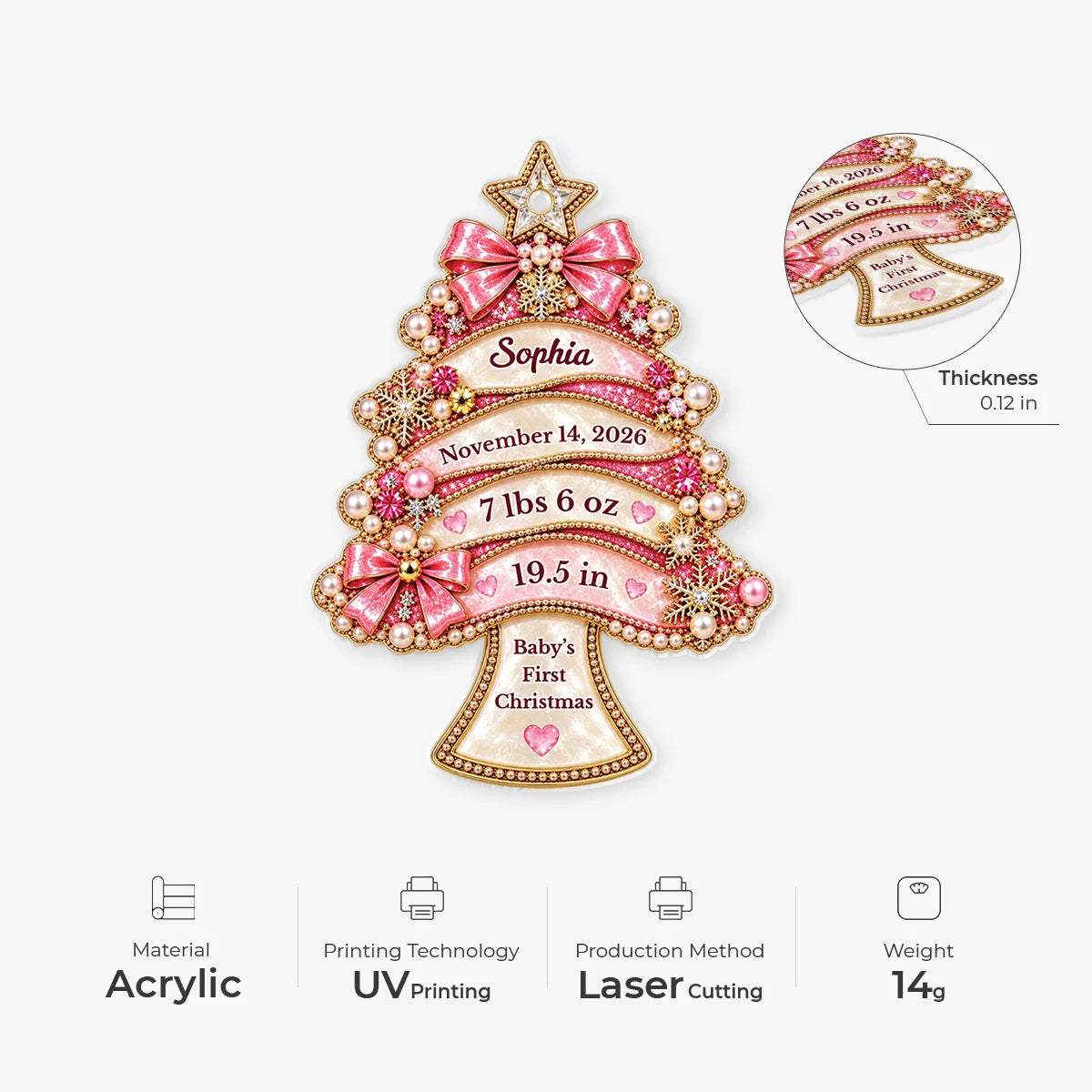 Tiny Miracle Personalized Baby's First Christmas Acrylic Ornament - Keepsake for New Parents