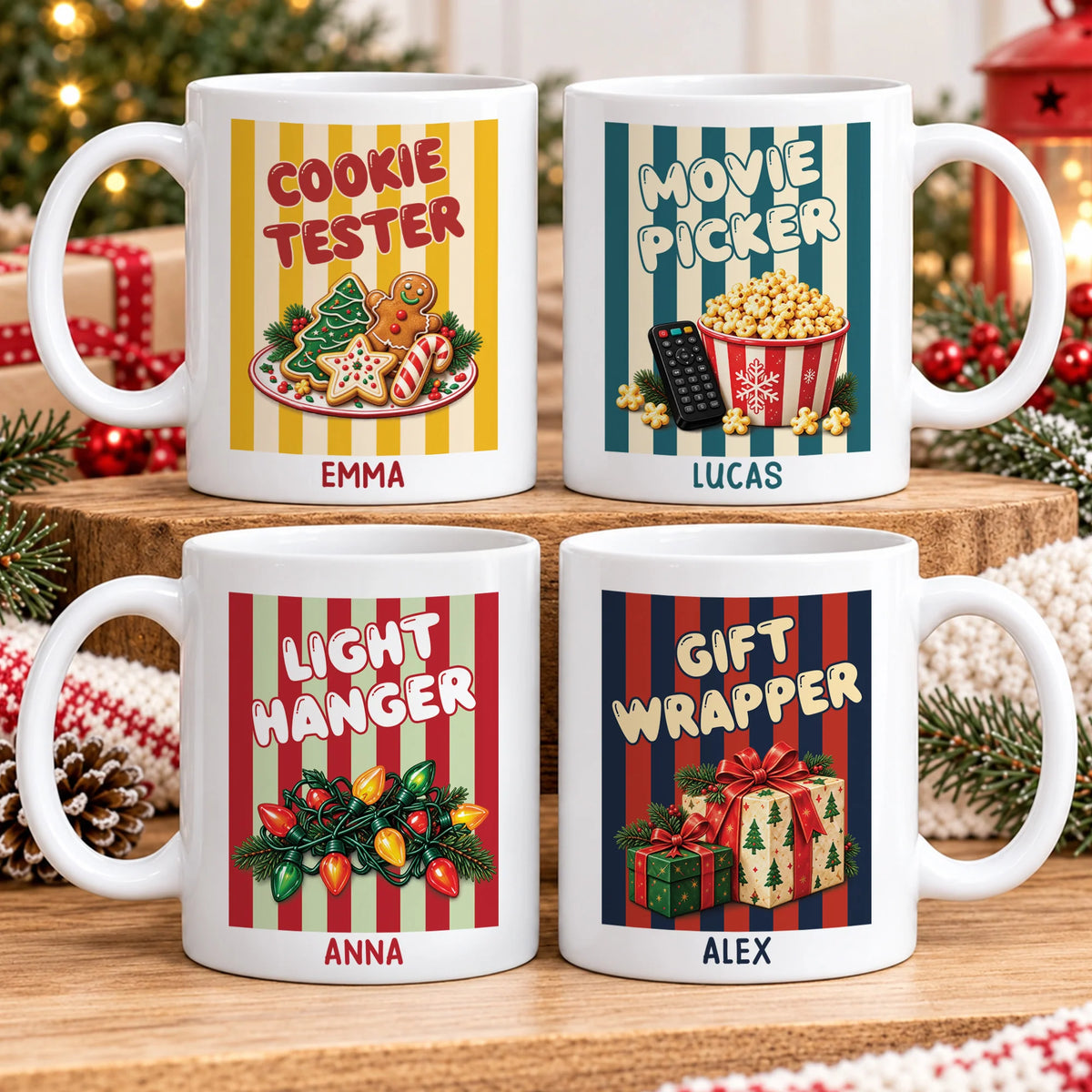 Funny Christmas Family Role Personalized Mug - Ceramic Coffee Cup for Holiday Gifts