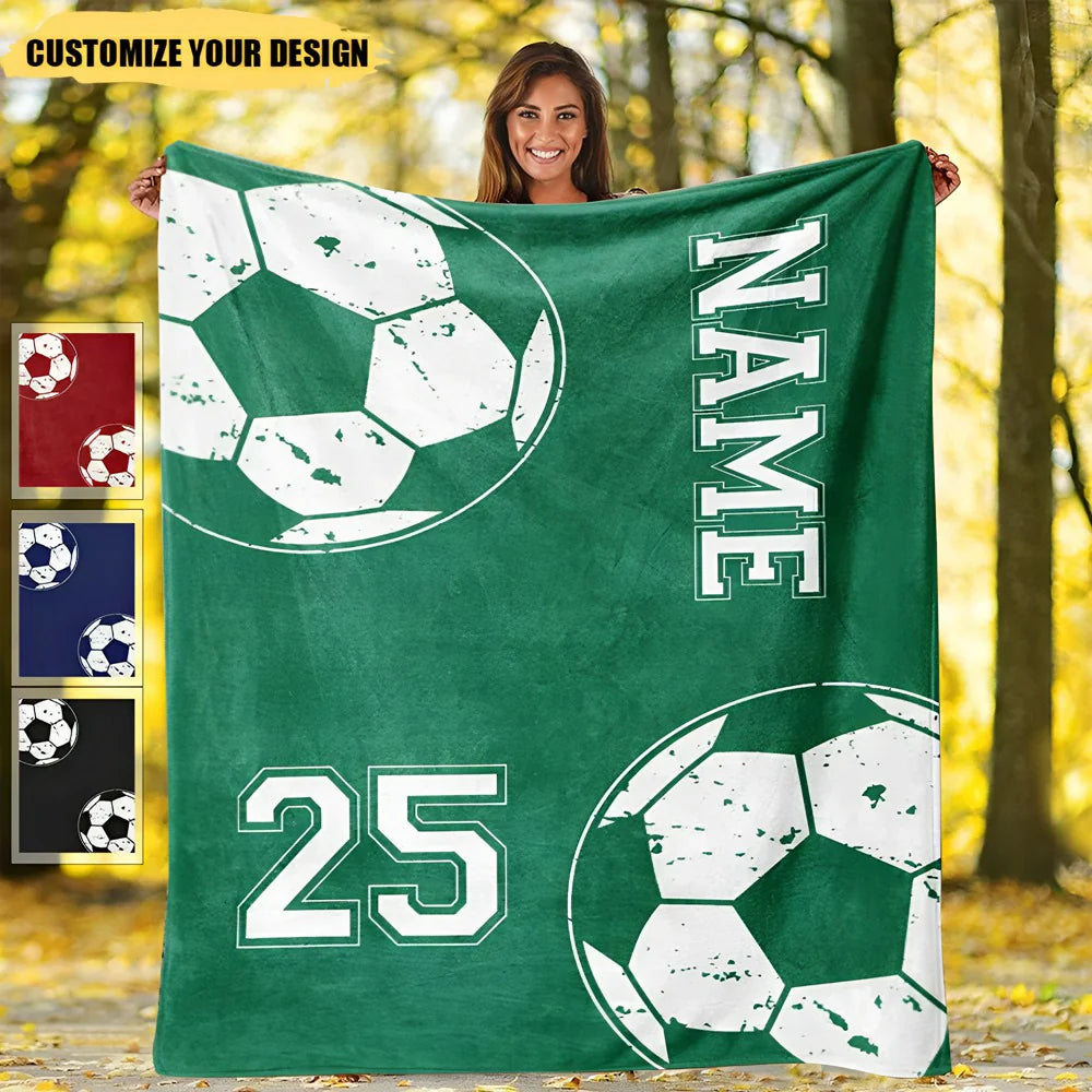 Custom Soccer Blanket personalization view for Kids/Babies
