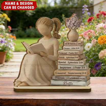 Personalized God Says I Am Wooden Plaque personalization view for Mom