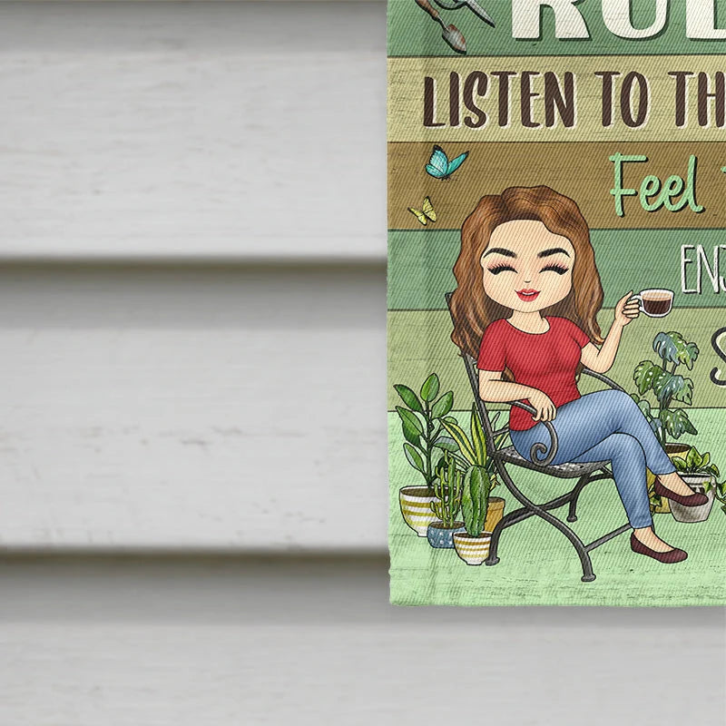 Garden Rules Feel The Breeze Custom Garden Flag - Personalized Outdoor Decor Gift for Plant Lovers