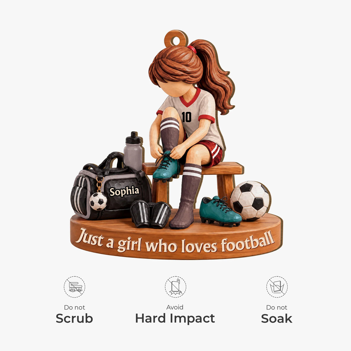 Just A Girl Who Loves Football - Personalized Wooden Ornament for Daughter Kids