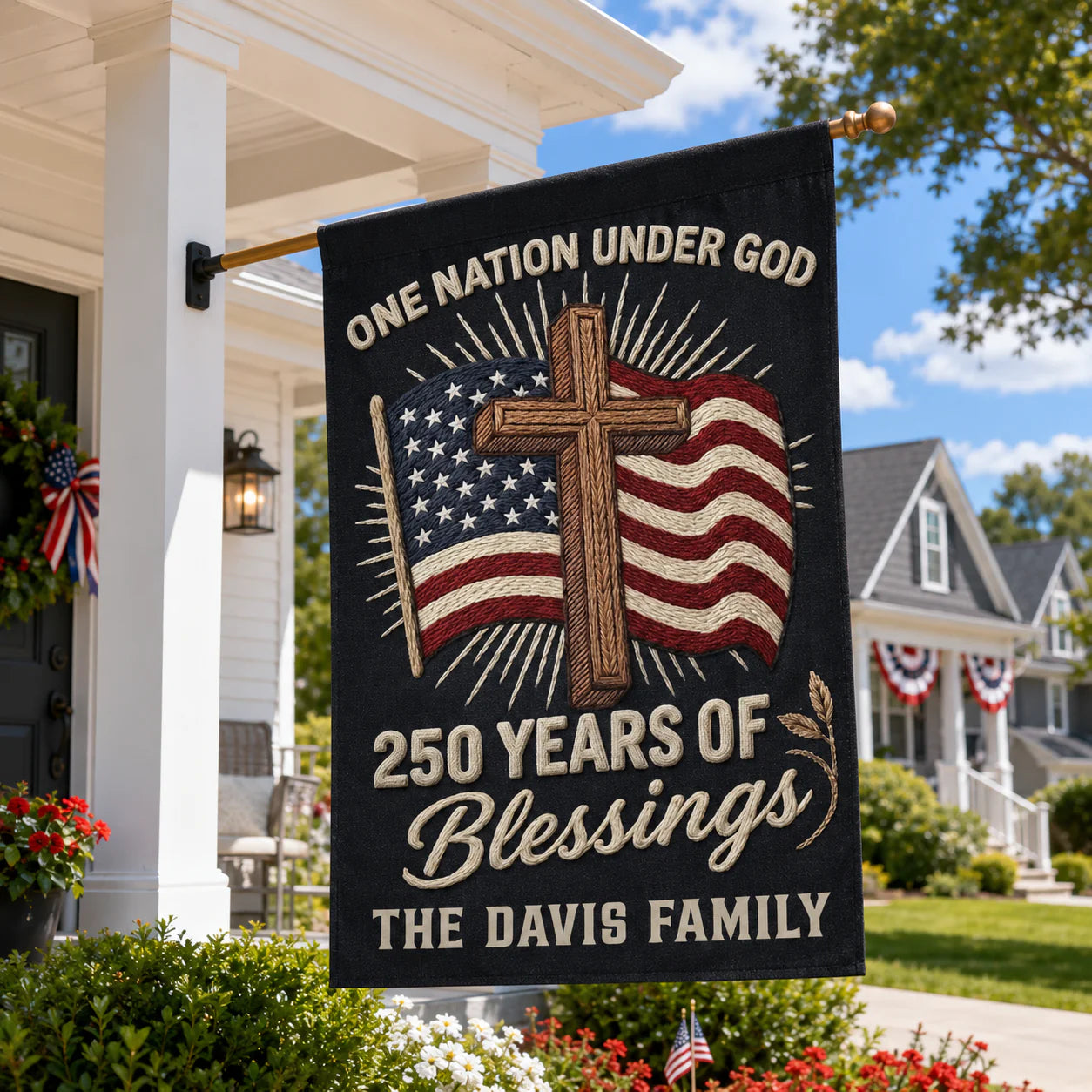 Custom 250 Years Of Blessings Flag personalization view for Family