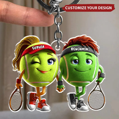 Personalized Tennis Couple Acrylic Keychain - Custom Tennis Partners Keepsake Gift for Boyfriend & Girlfriend