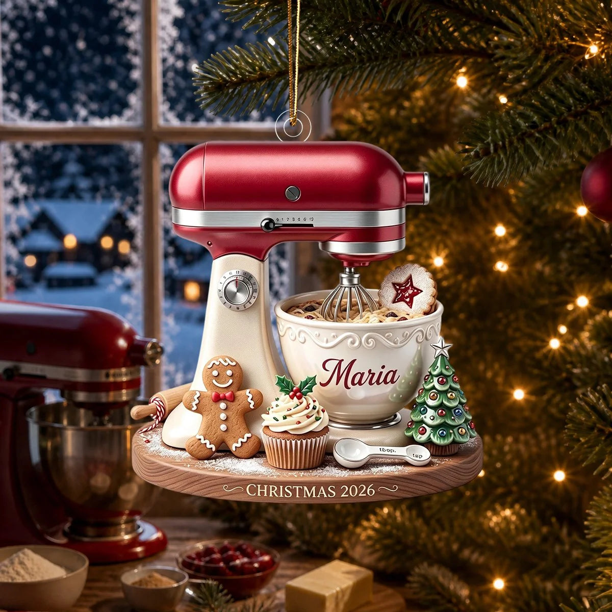 Personalized Stand Mixer Christmas Ornament - Custom Name Baker Keepsake Gift for Kitchen Lovers