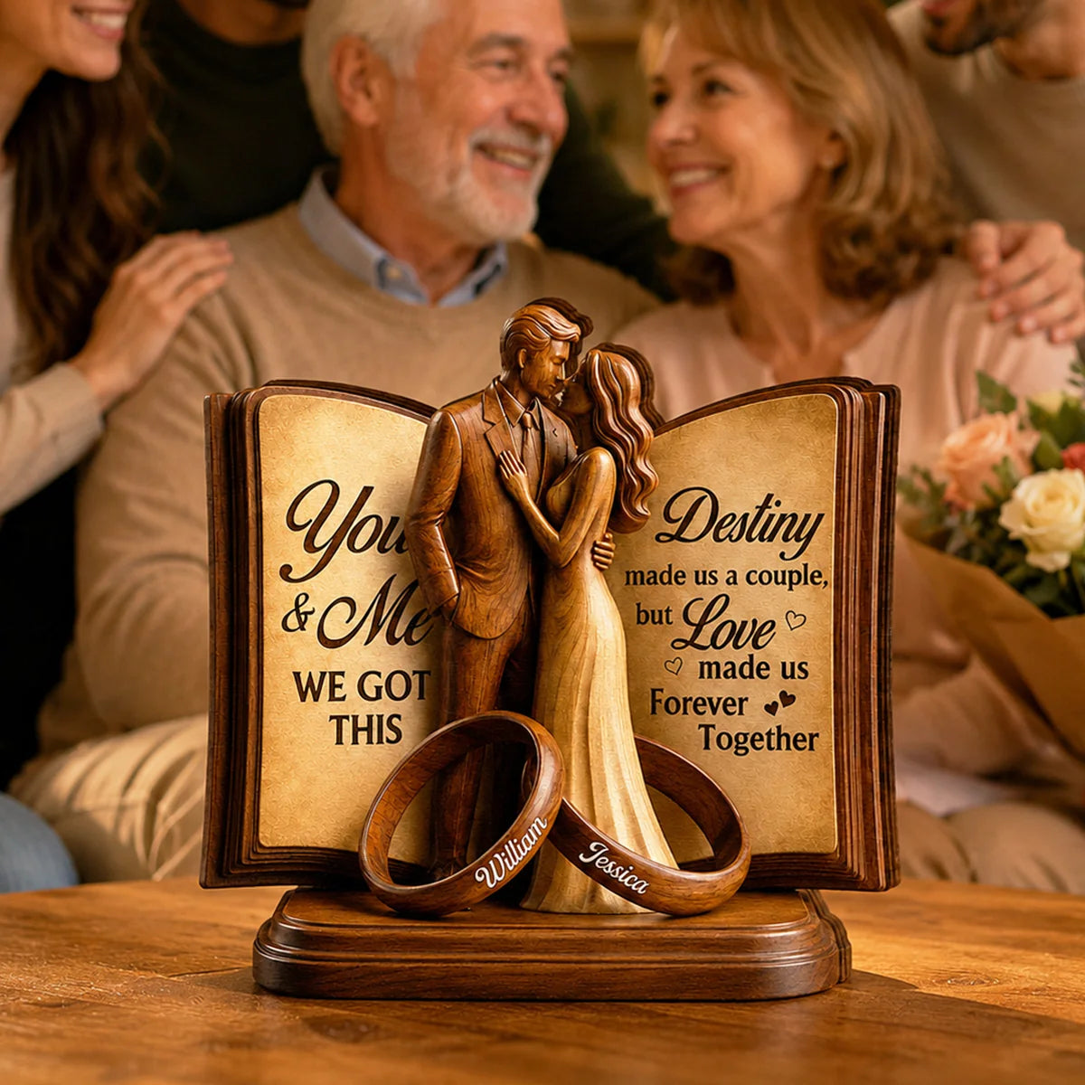 "Destiny Made Us A Couple" Personalized Wooden Block - Custom Special Gift For Couples