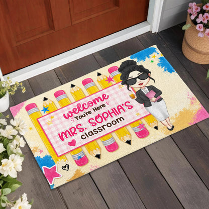 Doormat material and size view - Personalized Teacher Doormat