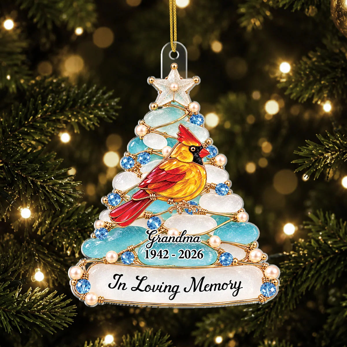 "We're Always With You" Custom Memorial Acrylic Ornament - Personalized Cardinal Remembrance Keepsake Gift