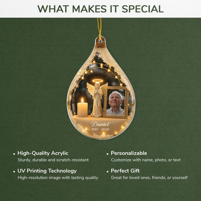 Guardian Angel Photo Memorial Acrylic Ornament - Custom In Loving Memory Remembrance Keepsake Gift