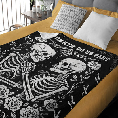 'Til Death Do Us Part Personalized Skeleton Couple Blanket - Custom Gothic Wedding Gift for Couples
