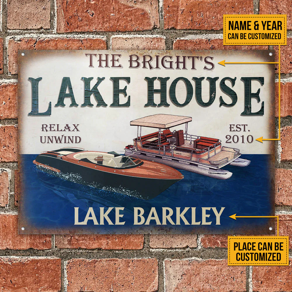 Custom Lake House Metal Sign personalization view for Dad