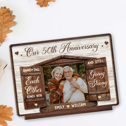 Personalized Anniversary Wood Photo Plaque personalization view for Couples