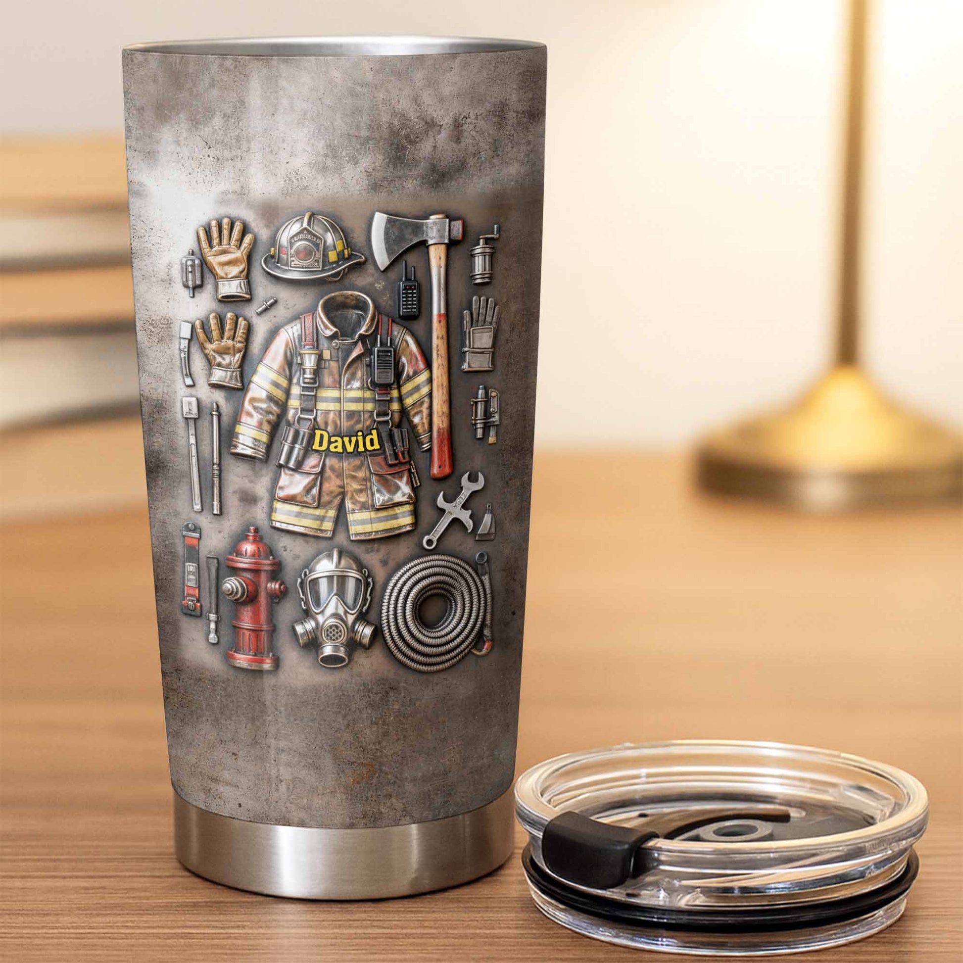 Tumbler material and size view - Personalized Firefighter Gifts