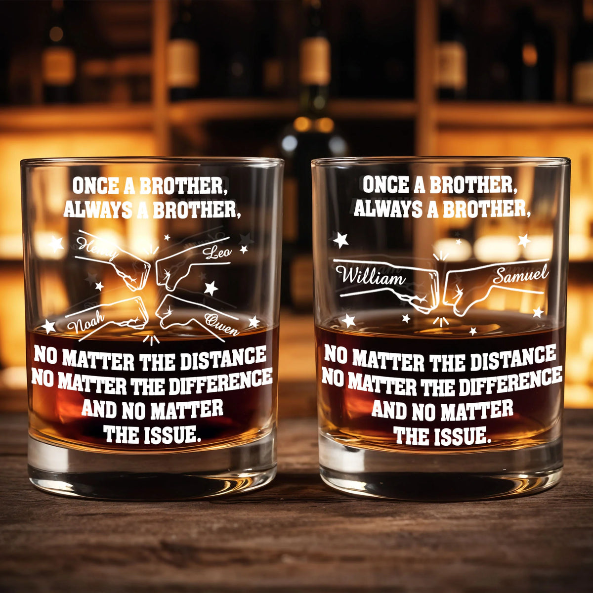 Once A Brother Always A Brother Personalized Whiskey Glass - Keepsake for Brother Sibling