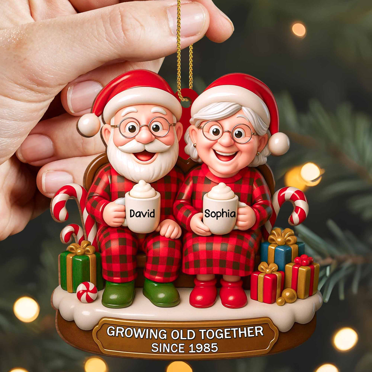Growing Old Together Santa and Mrs. Claus Christmas Ornament