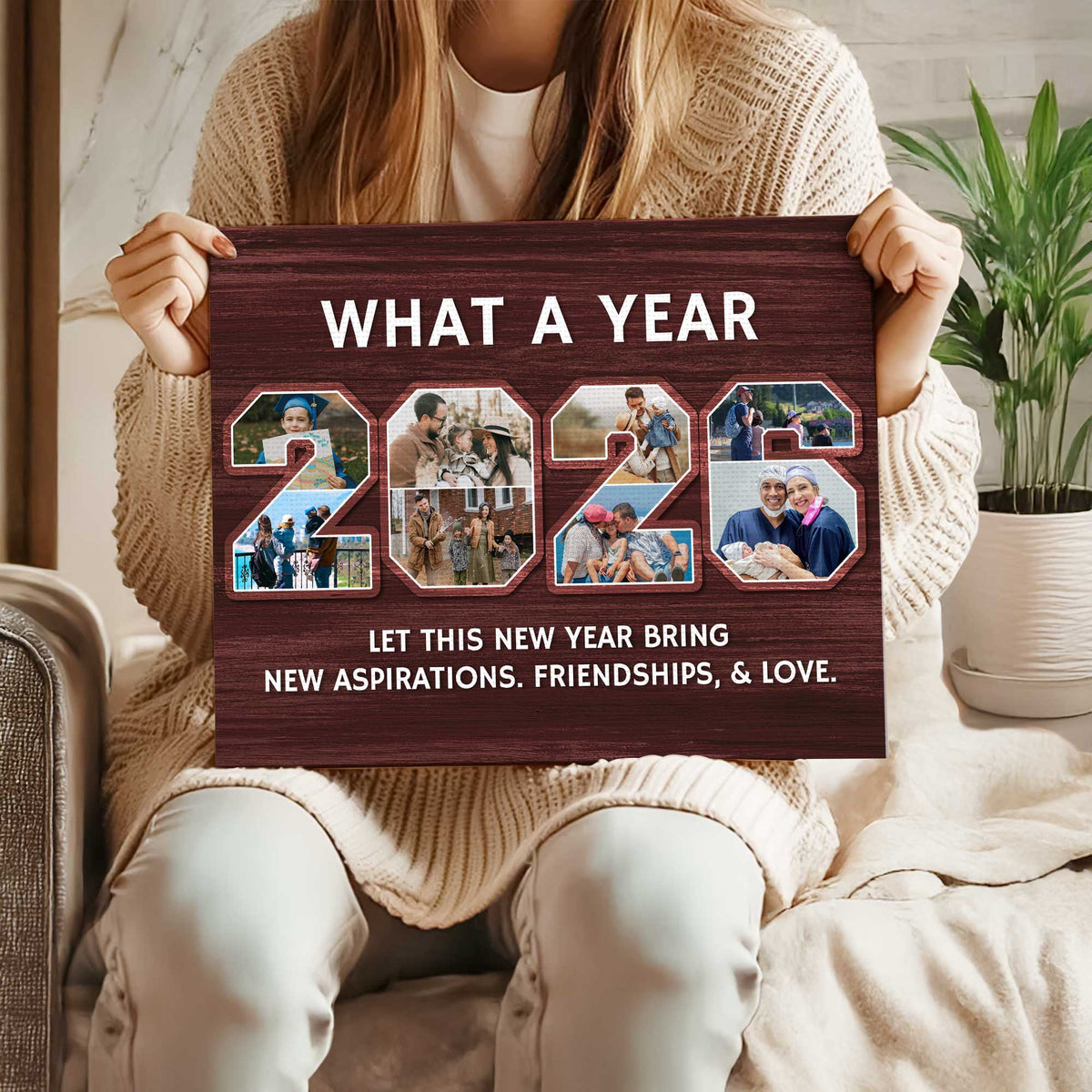 What A Year Personalized 2026 Photo Collage Canvas / Poster - Custom Keepsake Wall Art Christmas Gift for Family,