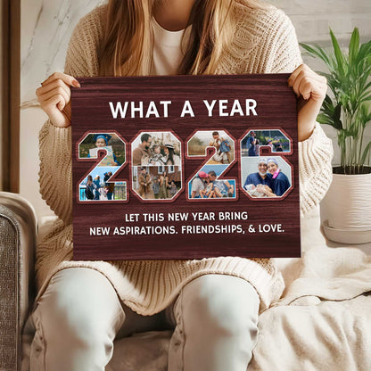 What A Year Personalized 2026 Photo Collage Canvas / Poster - Custom Keepsake Wall Art Christmas Gift for Family,