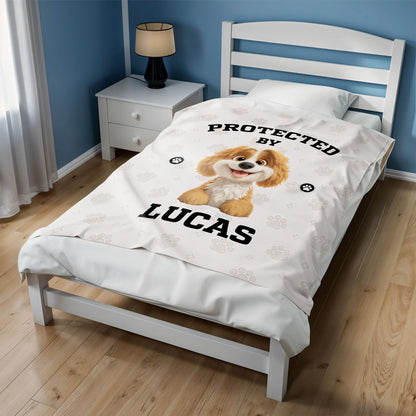 Protected By, Cute Dog And Paw Prints