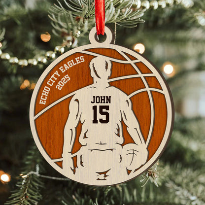 Personalized Sports Player Ornament for Son/Grandson with personalized design details for meaningful gifting