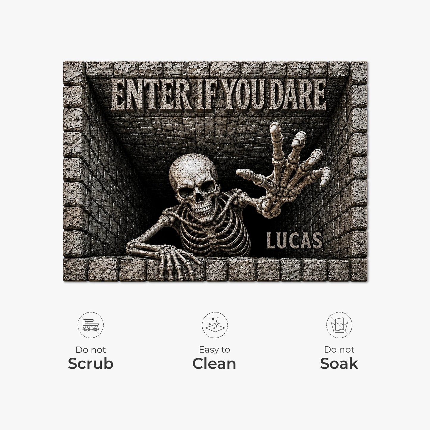 "Enter If You Dare" Skeleton Personalized Doormat - Custom Halloween Fall Decor for Family