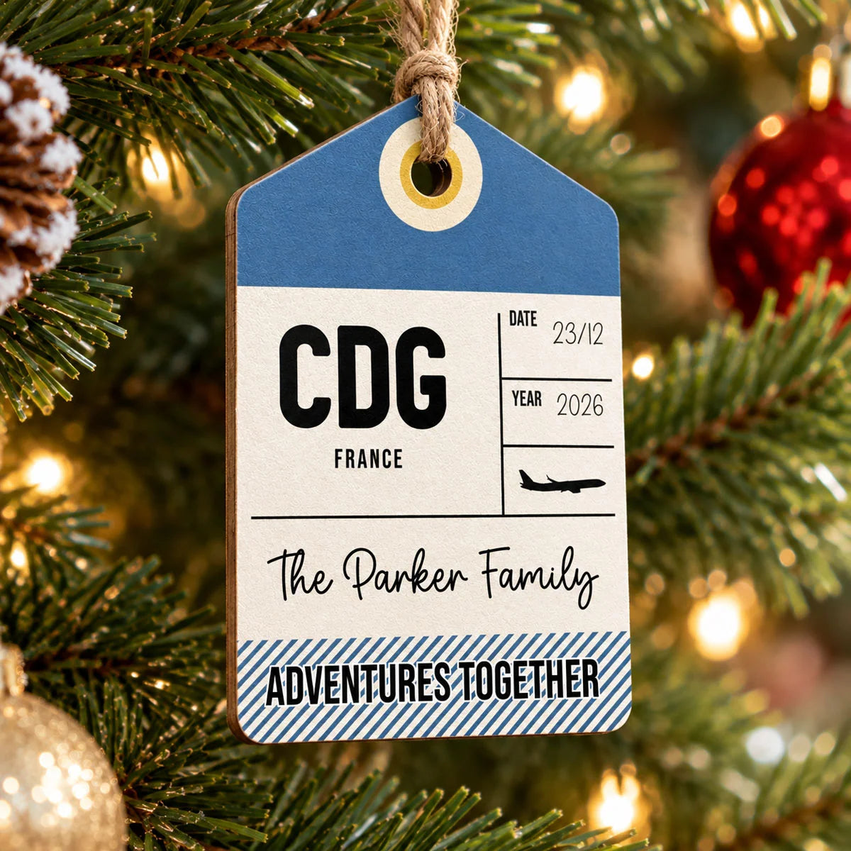 Best Trip Of The Year Personalized Wooden Travel Ornament - Vacation Christmas Gift for Family