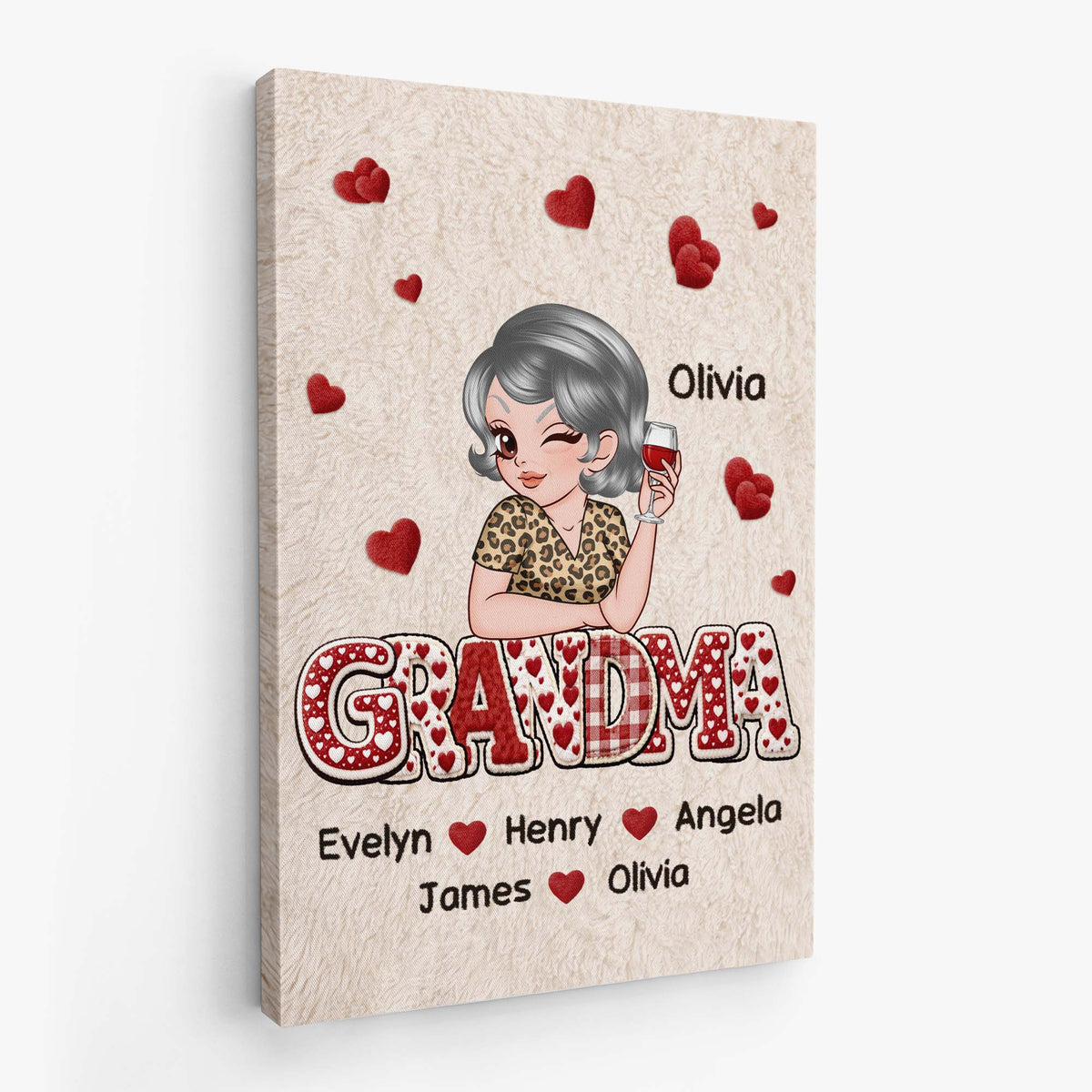 Custom Mom & Grandma Canvas / Poster with Kids’ Names – Personalized Wall Art Gift