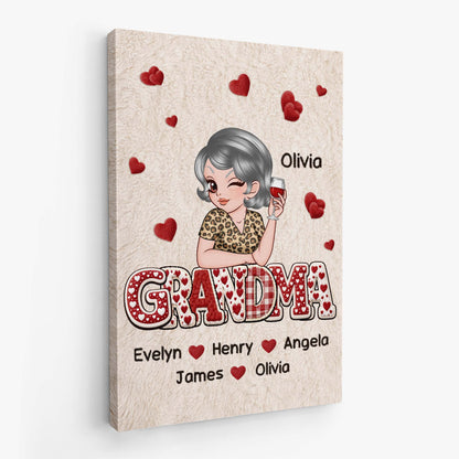 Custom Mom & Grandma Canvas / Poster with Kids’ Names – Personalized Wall Art Gift