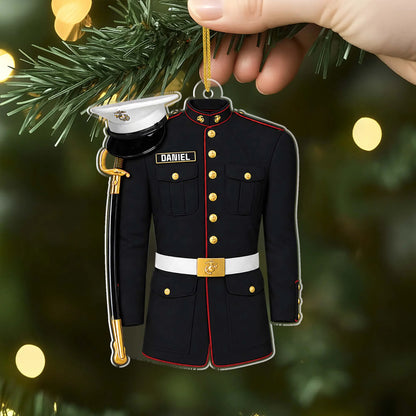 Custom Marine Uniform Acrylic Ornament - Personalized Military Keepsake for Christmas