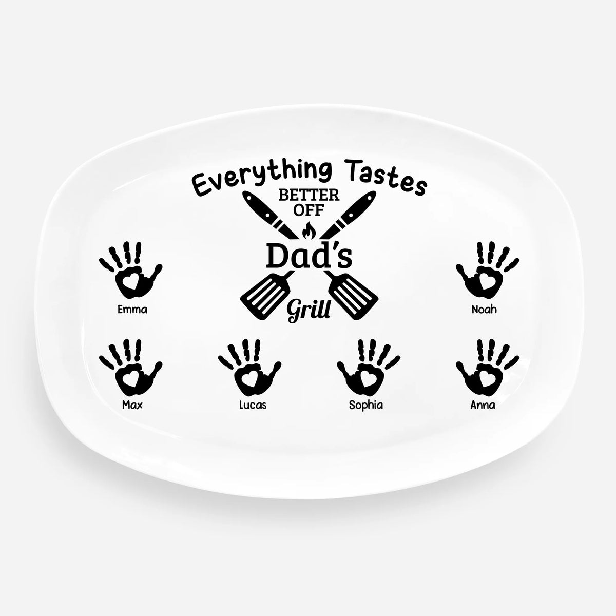 Everything Tastes Better Off Dad's Grill - Personalized Platter Custom BBQ Plate Gift