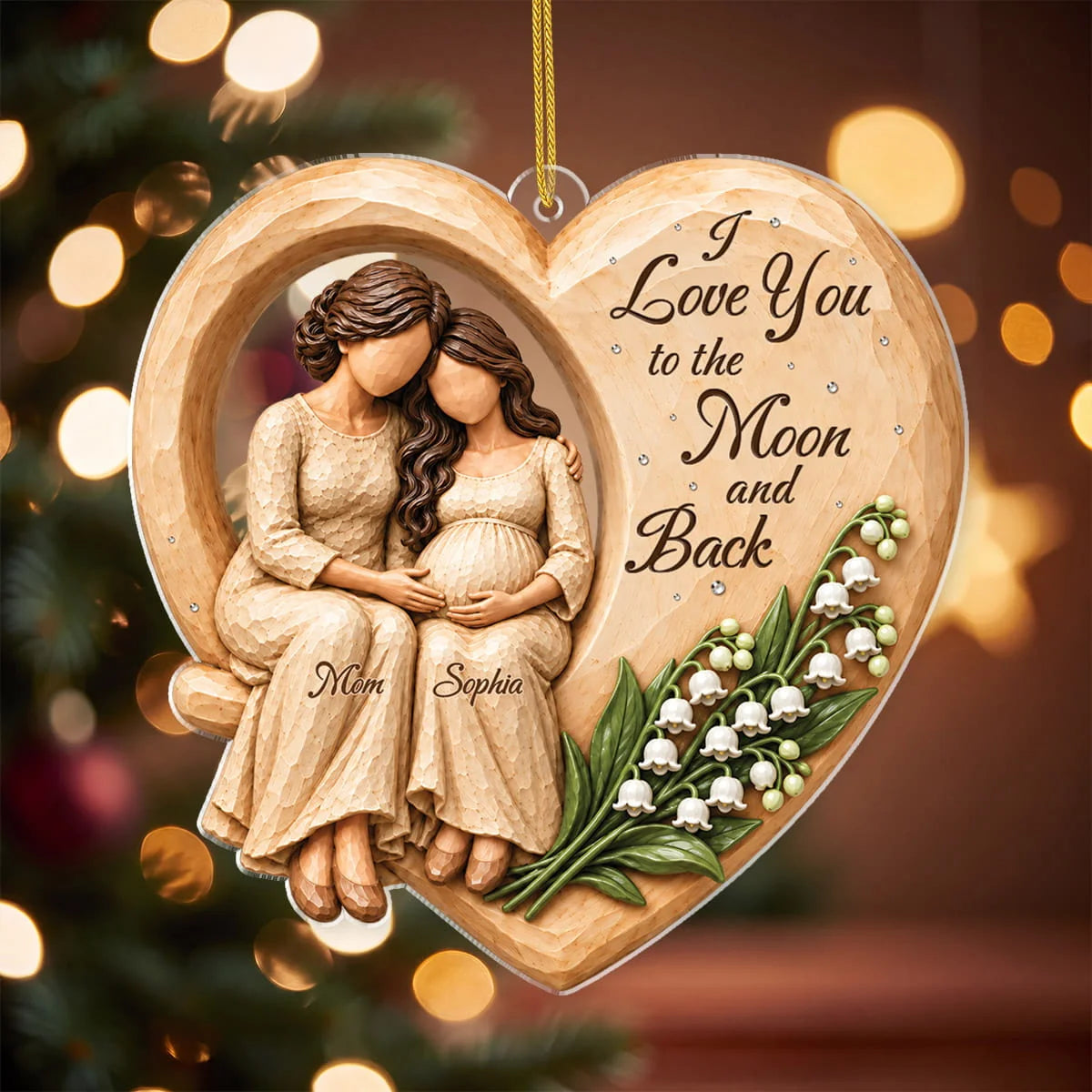 "Watching You Be a Mom" Personalized Acrylic Ornament - Custom Gift for Daughter