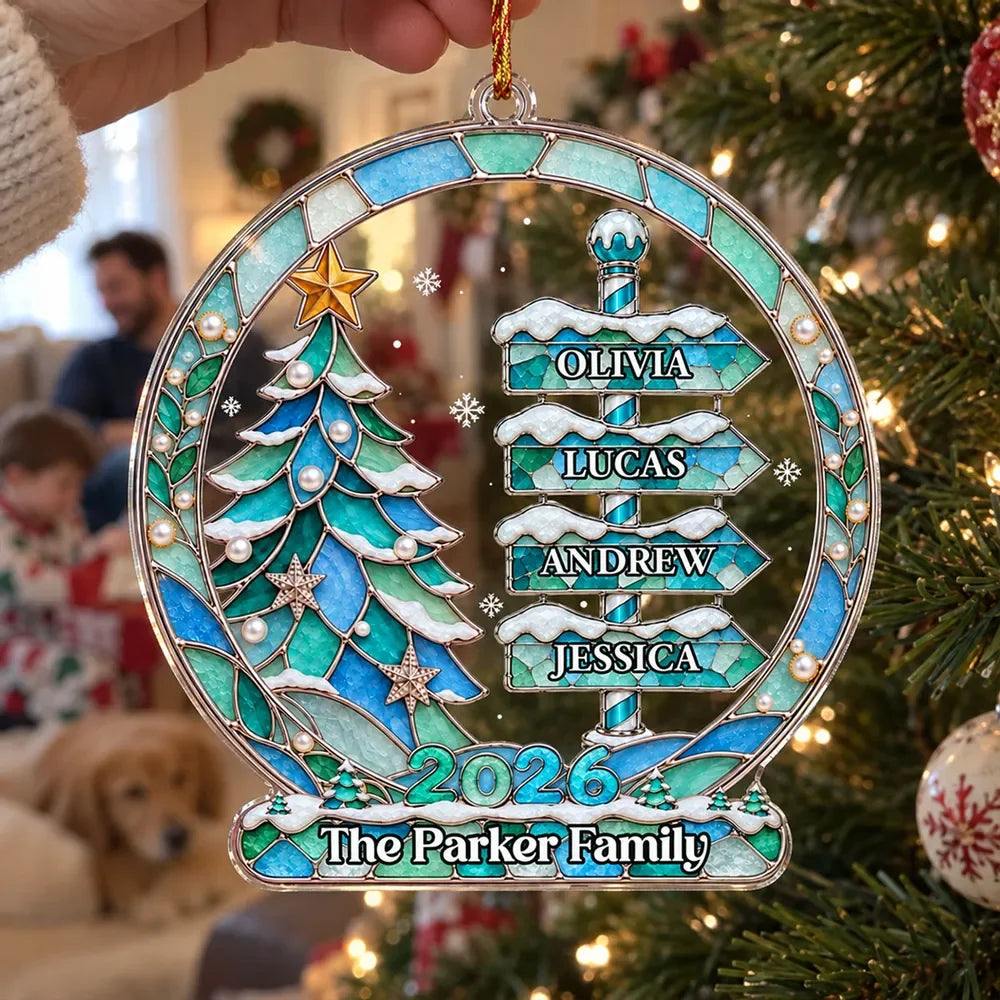 Custom Family Name Acrylic Ornament - Personalized Christmas Tree Keepsake