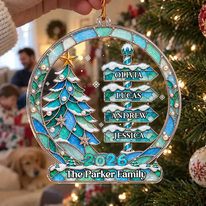 Custom Family Name Acrylic Ornament - Personalized Christmas Tree Keepsake