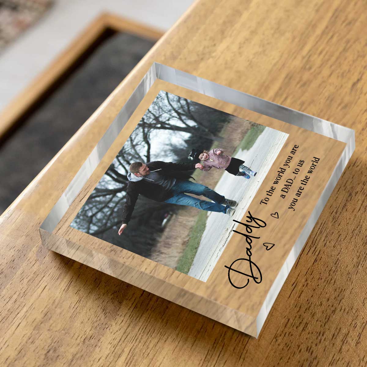 Plaque material and size view - Personalized Acrylic Block