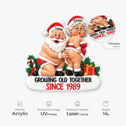 Growing Old Together Personalized Acrylic Ornament for Couples - Funny Christmas Gift for Husband Wife