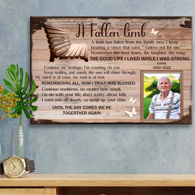 A Fallen Limb Poem Personalized Memorial Canvas / Poster - Custom Sympathy Wall Art for Family