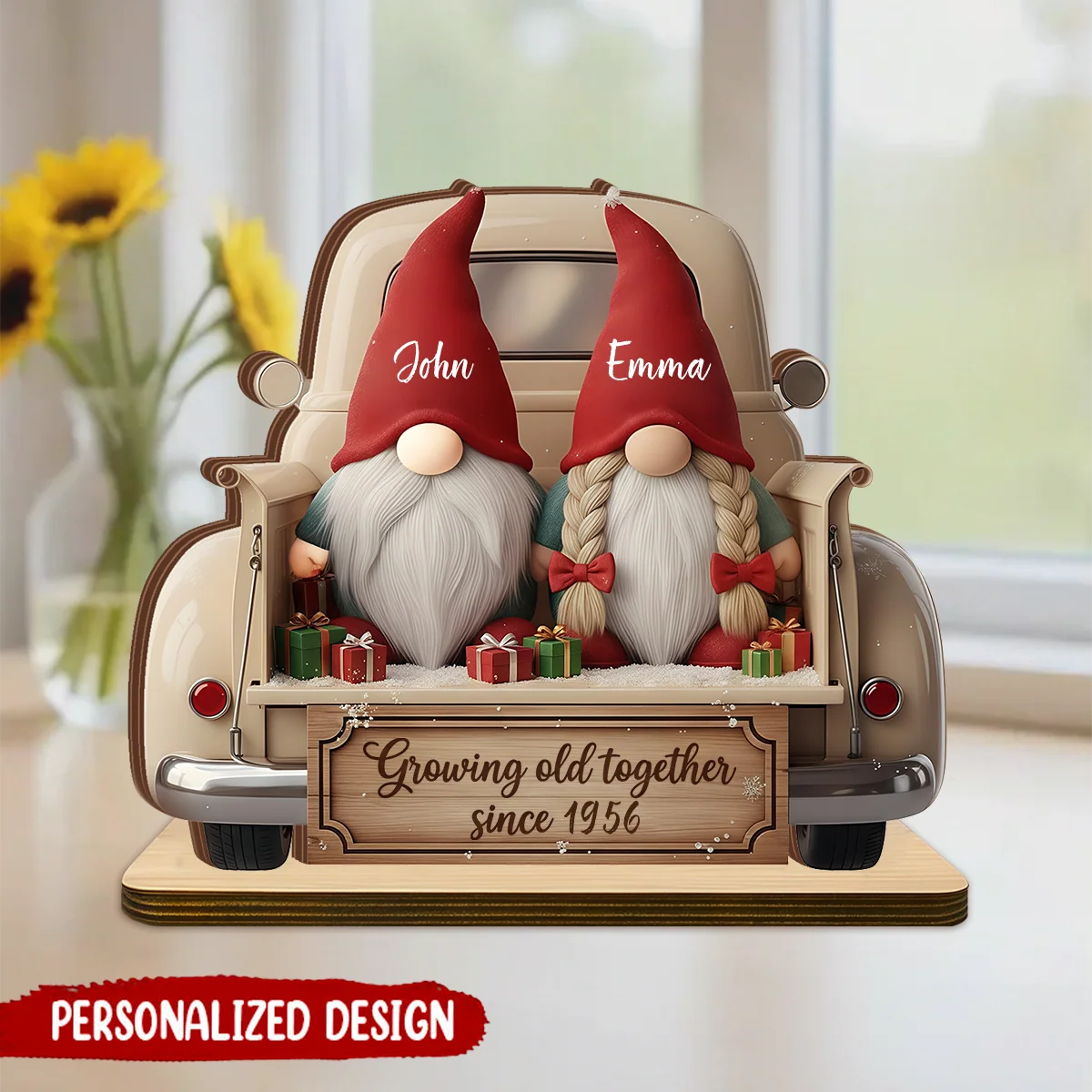 Growing Old Together Since Personalized Couple Wooden Plaque - Custom Anniversary & Christmas Gift for Husband Wife